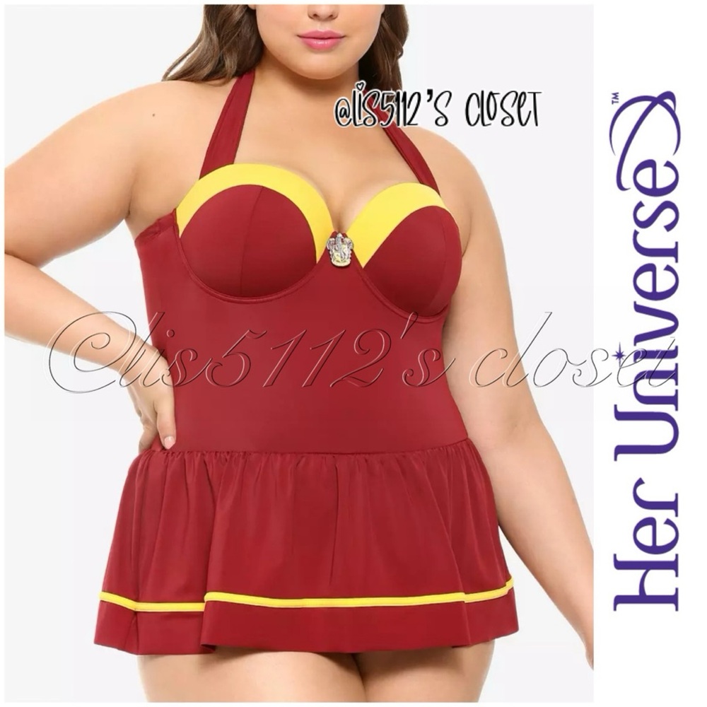 Her Universe x Harry Potter Gryffindor One Piece Skirted Swimsuit XXL 2X 18 20